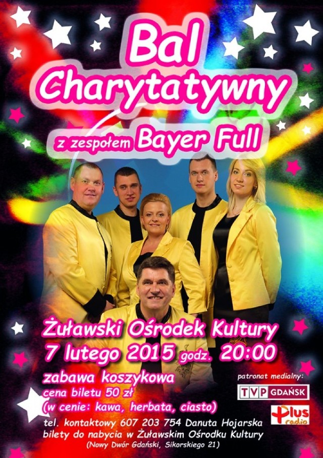 Nowy Dwór Gdański. W Żuławskim Ośrodku Kultury odbędzie się Koszykowy Bal Charytatywny, na którym wystąpi gwiazda rodzimej sceny disco - polo, zespół Bayer Full.