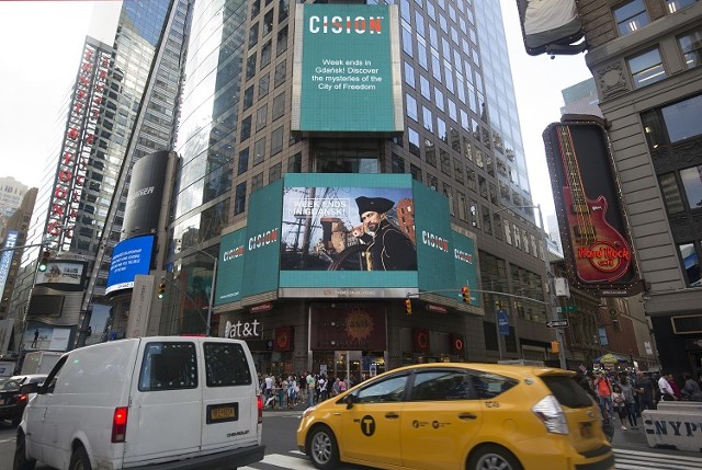 Kadr ze spotu wraz z zaproszeniem do Gdańska wyświetlony był m.in. na wielkim ekranie….. na nowojorskim Times Square