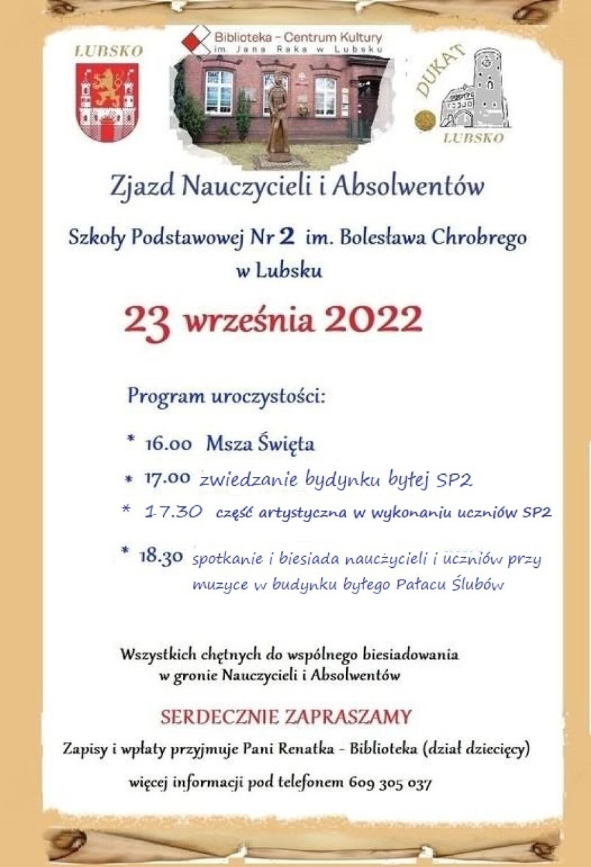 Zjazd absolwentów i nauczycieli SP 2 w Lubsku już w piątek...