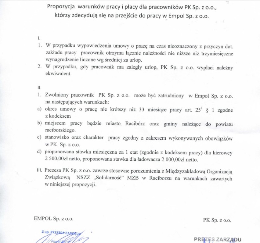 Przedsiębiorstwo Komunalne w Raciborzu: Jest porozumienie pomiędzy pracownikami a zarządem
