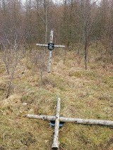 Brzozowe krzyże ułanów spod Krojant są zniszczone