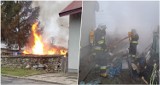 Pożar drewnianego budynku w Huwnikach. W akcji strażacy z Fredropola, Kniażyc i Przemyśla