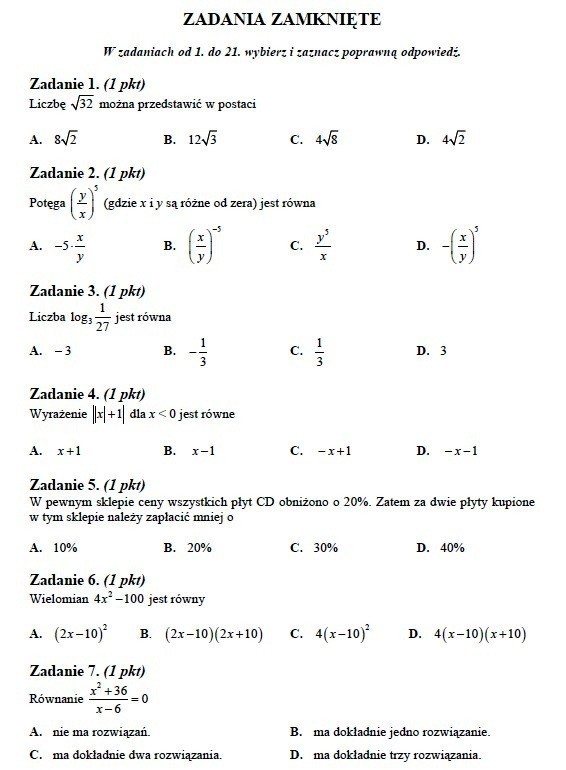 Próbna matura 2012 z matematyki. Test diagnostyczny [ODPOWIEDZI]