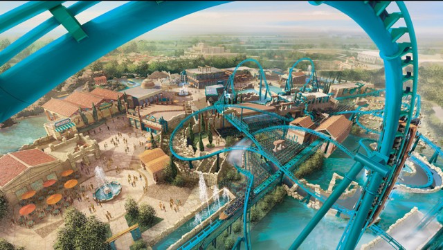 Wizualizacja nowej strefy tematycznej - Aqualantis, której główną atrakcją będzie rollercoaster Abyssus