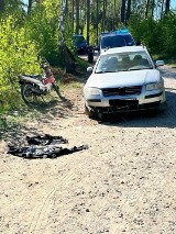 Zderzenie motoroweru z osobówką w miejscowości Krównia w gminie Brusy. 13 - latek przewieziony śmigłowcem LPR do szpitala