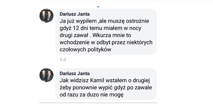 Radny Dariusz Janta chciał pić toast po śmierci P. Adamowicza? "W moim wpisie nie było żadnych złych intencji" - mówi radny