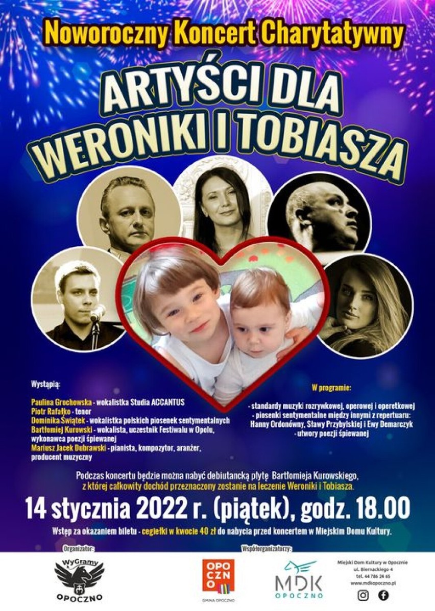 Noworoczny koncert charytatywny "Artyści dla Weroniki i Tobiasza” w MDK. Kup cegiełkę