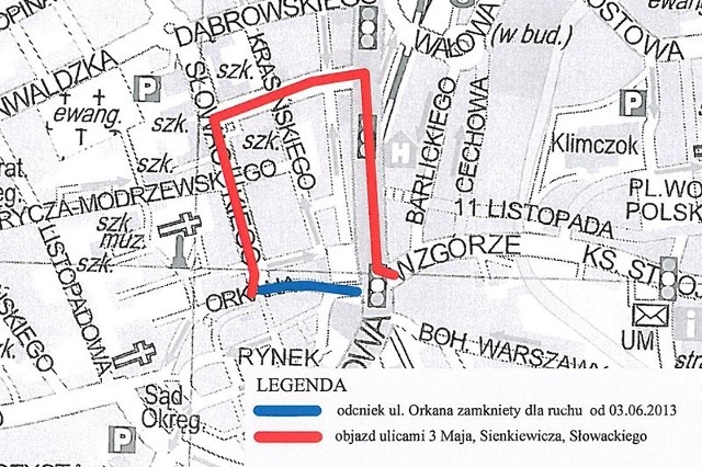 Remont ulicy Orkana w Bielslku-Białej: plan objazdów