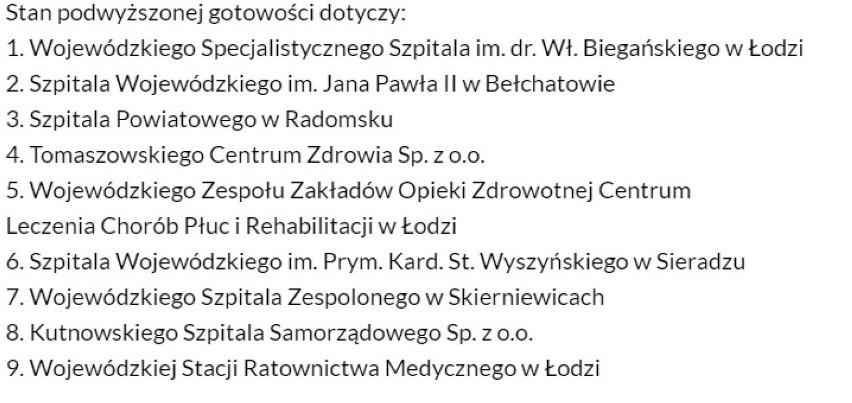 Szpital w Radomsku w stanie podwyższonej gotowości na wypadek koronawirusa