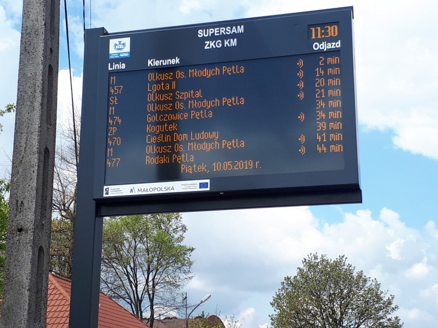 W Olkuszu stanęła pierwsza tablica informacji pasażerskiej 