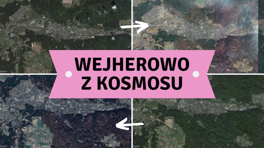 Wejherowo widziane z kosmosu! Zobaczcie, jak zmieniało się miasto. Niecodzienna perspektywa!