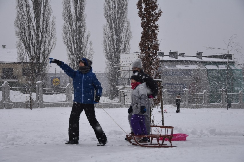 Zima w Tarnowie. Dzieci w końcu mają białe ferie, zjeżdżają na sankach i lepią bałwany. Prawdziwe zimowe szaleństwo [ZDJĘCIA]