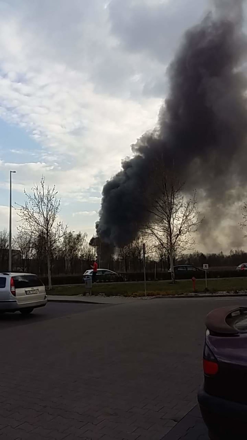 Wielki pożar koło Stadionu Wrocław. Ogień udało się opanować (ZOBACZ ZDJĘCIA)