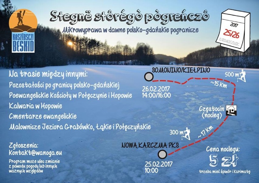 Wędrówka z cyklu Beskid Kaszubski - 25 i 26 lutego - na tereny dawnego pogranicza polsko-gdańskiego