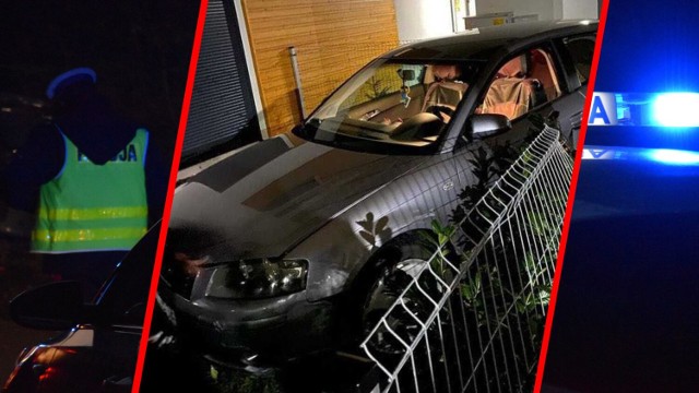 Kierowca wjechał samochodem do ogródka bloku w Grodzisku Wielkopolskim. Audi zatrzymało się na ścianie budynku. Jak się okazało, 31-latek był kompletnie pijany